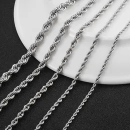 Pendant Necklaces 2.3mm/3mm/4mm/5mm/6mm Stainless Steel Twisted Rope Chain Necklace for Men Women 16 to 30 Inches J230601