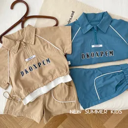 Giyim Setleri Erkeklerin Mastürbasyon Yaz Kıyafetleri 0-6 Yaşındaki Erkek Çocuklar Mektubu Spor Polo Gömlek Moda Şort