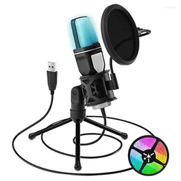 Microphones RGB USB Condenser Microphone Cardioid Gaming With Absorption Mounted Filter