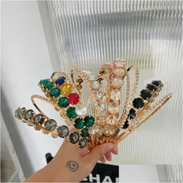 Faixas de cabeça coloridas com strass faixa de cabelo dourada para acessórios de cabelo feminino Drop Delivery Jóias Hairjewelry Dhakz