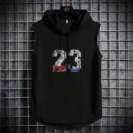 Men's Tank Tops Summer Mens Muscle Hoodie Vest Sleeveless Bodybuilding Gym Workout Fitness Shirt High Quality Vest Hip Hop Sweatshirt Men's Tops 230531