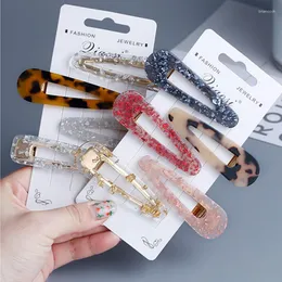 Hair Clips 2-3 Pcs/set Alloy Acrylic Clip Acetate Bangs Retro Marbled Duckbill Leopard Pins Women Jewelry 2023