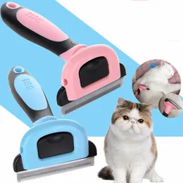 Luddrullar borstar Combs Dog Hair Remover Cat Brush Grooming Tools Pet Löstagbar Clipper Attachment Pet Trimmer Combs Supply Furmins för Cat Dog Z0601