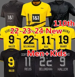 Haller Futbol Formaları Dortmund 110th 22 23 24 Reus Reyna Dortmund Neongelb Bellingham Hummels Brandt Witsel Futbol Gömlek 2023 2024 Erkek Çocuk Kiti Maillot De Foot