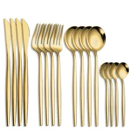 Set di stoviglie 16 pezzi set di stoviglie specchio posate in acciaio inox coltelli forchette cucchiai cucine regali per feste els 230531