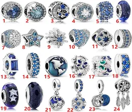 Designer Jewelry 925 Silver Bracelet Charm Bead fit Pandora Blue Star Charm Style Slide Bracelets Beads European Style Charms Bead6137367