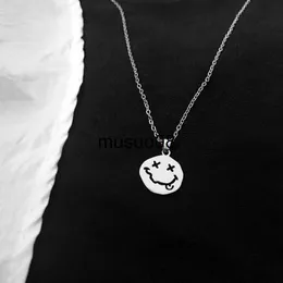 Подвесные ожерелья Kpop Smiley Face Collecle Goth Hip Hop Chain из нержавеющей стали подвесное ожерелье для женщин мужчина для мужчин Girl Sece Gothic Streetwear J230601