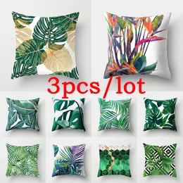 Almofada Travesseiro Decorativo 3pçs Verde Folhas Tropicais Cacto Fronha 45x45cm Mármore Geométrico Poliéster Capa De Almofada Sala De Estar Sofá Cadeira Decoração Da Casa 230531