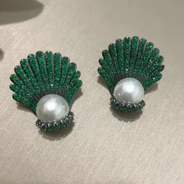 Dangle Chandelier Bilincolor White Pearl Green Clam Shell Earring para mujer 230601