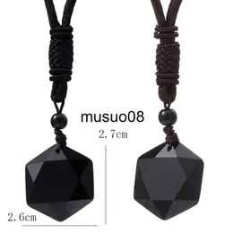 Anhänger Halsketten Heißer Schwarzer Obsidian Hexagramm Davidstern Glück Amulett Liebe Natürliche Quarz Anhänger Halskette Männer Orgon Kristall Edelsteine Schmuck J230601