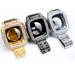 AP Mod Kit Full Bling Diamond Case для Apple Watch Series 8 7 6 5 4 SE Цинк -сплав полоса 44 мм 45 мм