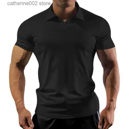 Herr t-shirts nya solid färg mäns polo skjortor män kort ärm hög kvantitet snabb torr polos casual mode sommar lapel manliga stretch tops t230601