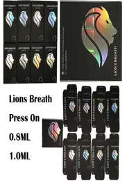 Newest 1ml 08ml Lions Breath Carts Vape Cartridges Empty Ceramic Coil 510 Atomizers with Round Press In Cartridge Ecig Vaporizers7315302