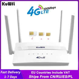 Router kuwfi 4g lte router wifi da 300 mbps router wireless con slot della scheda SIM quattro antenne esterne Supporto ripetitore WiFi 32 Utenti WiFi