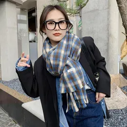 Scarves 2023 British Retro Warm Lattice Women's Scarf Autumn And Winter Imitation Cashmere Thickened Fashion Tassel Over Shawl