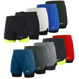 Mäns shorts LIXADA Herr 2-i-1 Rinnande shorts Snabbtorkning Besvärande Aktiv träningsträning Jogging Cycling Shorts med längre foder 230601