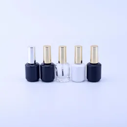 Specchi 10 pz 15 ml Bottiglia Vuota di Smalto Nero Piccolo Pennello Contenitore per Nail Art Bottiglie di Olio per Unghie in Vetro Garrafa