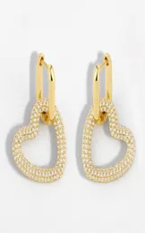 Boucles d'oreilles en forme de cœur en or pour femmes Boucles d'oreilles géométriques en zircone Huggie Dangle Micro Pave Déclaration Bijoux entiers ersu112898288