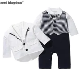 Clothing Sets Mudkingdom Baby Boy Gentleman Outfits Long Sleeve Shirt Rompers And Coat Suit For Kids Clothes Bow Tie Boys Jacket 27154719
