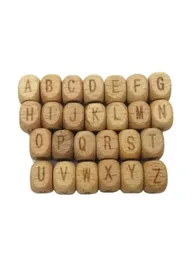 Square Wood Alphabet Beads Teether 10mm Natural Beech Wooden Letter Letter Beads for Jewelry Making DIY Wooden Teething Beads Neck1247959