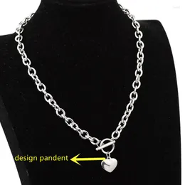Pendant Necklaces Design Simple Ladies Titanium Steel Stainless Heart OT Buckle Necklace Bracelet Set Fashion