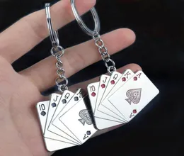 Metal Royal Flush Poker Playing Card Key Ring red black keychain bag hanging Fashion jewelry will and sandy5394987