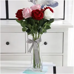 Fiori decorativi Ghirlande Bouquet da sposa Rosa Fiore artificiale Simulazione Finta seta Home Party Decorazione della tavola Vt0535 Drop Deliv Dhzhi