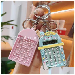 Jewelry Cute Calcator And Games Charms Keychain Student Backpack Bubble Tea Key Ring Accessories Hanger Drop Delivery Baby Kids Mater Otgzb