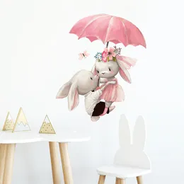 Wall Stickers Cute Rabbit Series Sticker For Kids Baby Room Home Decoration Wallpaper Living Bedroom Removable Mural Bunny 230531