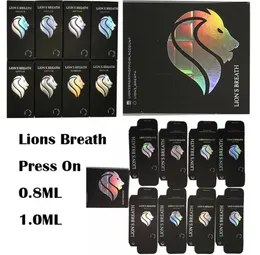 Newest 1ml 08ml Lions Breath Carts Vape Cartridges Empty Ceramic Coil 510 Atomizers with Round Press In Cartridge Ecig Vaporizers3862228