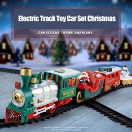 Electric/RC Track Christmas Electric Train Toy Rail Car Mini Train Track Gift Frame With Sound Light Decors Year Tree Xmas Toy Christmas T1I4 230601