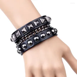 Charm Bracelets 2023 Vintage Bracelet Leather Stud Strip Nightmare Before Christmas Snap Button Jewelry Gift For Men
