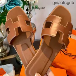 Hemes Oran Leather Beach Shoe Sandal 2023 Genuine Slipper High Home Edition h Women's Woman Summer Outwear Versatile Fa EU1Y