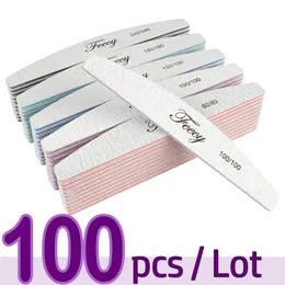 Nail Files 100Pcs/Lot Double Sides Nail File Sandpaper for Manicure Half Moon Nail Files Buffer For Manicure Sanding Polishing Lime Tools 230531