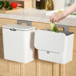 Waste Bins 79L Wall Mounted Kitchen Trash Can Hanging Bin Cabinet Door Bathroom With Lid Garbage Counter Dustbin 230531