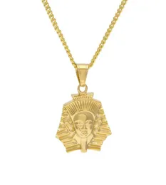 Men Women Stainless Steel Egyptian Pharaoh Pendant Gold Color Hip Hop Style Titanium Egypt King Necklace Chain Punk Jewelry2466810