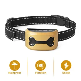 Collars Intelligent Recognition of the Barking of Dogs, Rechargeable IP65 Waterproof Ultrasound Vibrate Electrostatic Shock Dog Collar