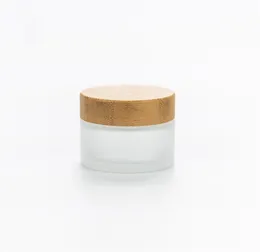 15g/30g/50g Eco Natural Bamboo Wooden Lids Frosted Glass Bottle Travel Set DIY Herbal Sample Face Cream Jars Pot Empty Cosmetic Container JL5567