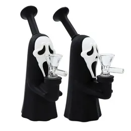 6.3" Ghost Face Silicone Water Bong Faceless Spirited Away Hookah Smoking Pipes Smoking Accessories oil rig with 14mm Glass Bowl Dab Rigs