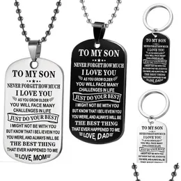 Altri set di gioielli To My Son Daughter Love Mom Papà Collane Portachiavi Acciaio inossidabile Dog Tag Lettera Ciondolo Catene di perline per le donne Dhgzr