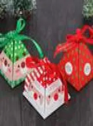50 PCSLOT Merry Christmas Candy Box cookies Bag Christmas Tree Gift Box With Bells Paper Container Supplies9556472