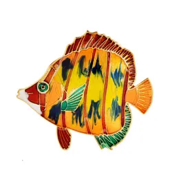Pins Emaille Seefisch Broschen für Frauen tropische Fische Unisex Mantel Zubehör Pin Nordischer Stil Malerei Party Büro Brust Geschenk G230529