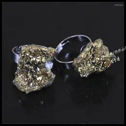 Cluster Ringe Mode Charms Natürliche Titan Quarz Unregelmäßige Gold Farbe Kristall Stein Ring Drusy Druzy Edelstein Unisex Für Frauen Geschenk
