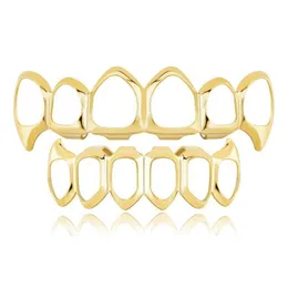 Grillz Dental Grills Hip Hop Grillz 2Piece Set Fashion Gold Sier Color Hollow Out Teeth Brace Trendy Men Women Ecofriendly Copper V Dhlpl