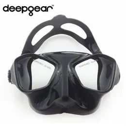 Diving Masks DEEPGEAR Ultra Low Volume Spear Fishing Mask Black Silicone freediving Mask Top Spear Fishing and Diving Gear Temperature Scuba Mask 230531