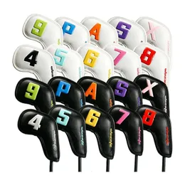 Club Heads Golf Clubs Head Pu Leather Protector Cover för W4 W5 W6 W7 W8 W9 P A S X I4 I5 I6 I7 I8 I9 Putter Cleek Driver Driving Iron 230531