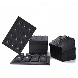 Jewelry Pouches Retail Store Window Showcase Luxury Black Pu Leather Ring Display Tray Insert Charm Pendant Earring Accessories