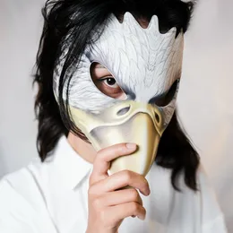 Party Masks 3D eagle mask role-playing animal clothing bird half face mask soft PU party makeup role-playing clothing props Halloween mask carnival 230601