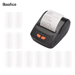 Impressoras novas impressoras de recebimento portátil 58mm Impressora térmica móvel sem fio BT Printing Ticket com 11pcs Rolls de papel térmico