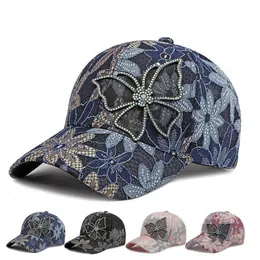 Ball Caps Four Seasons Female Baseball Caps Lace Butterfly Hats Polyester 54-59cm Adjustable Decorative Diamonds Fashion Girl Knitted 230531